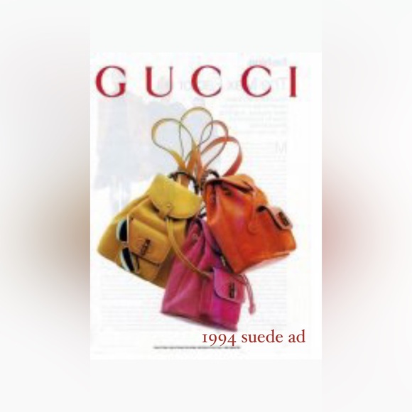 Gucci 90’s Caramel Brown Leather Drawstring Backpack with Bamboo top Handle - Picture 14 of 16